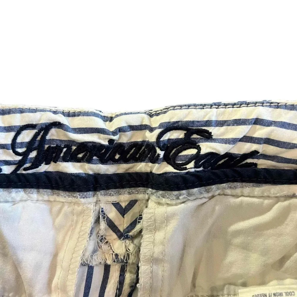 Striped Cotton Women’s Shorts - Blue & White - Picture 2 of 4